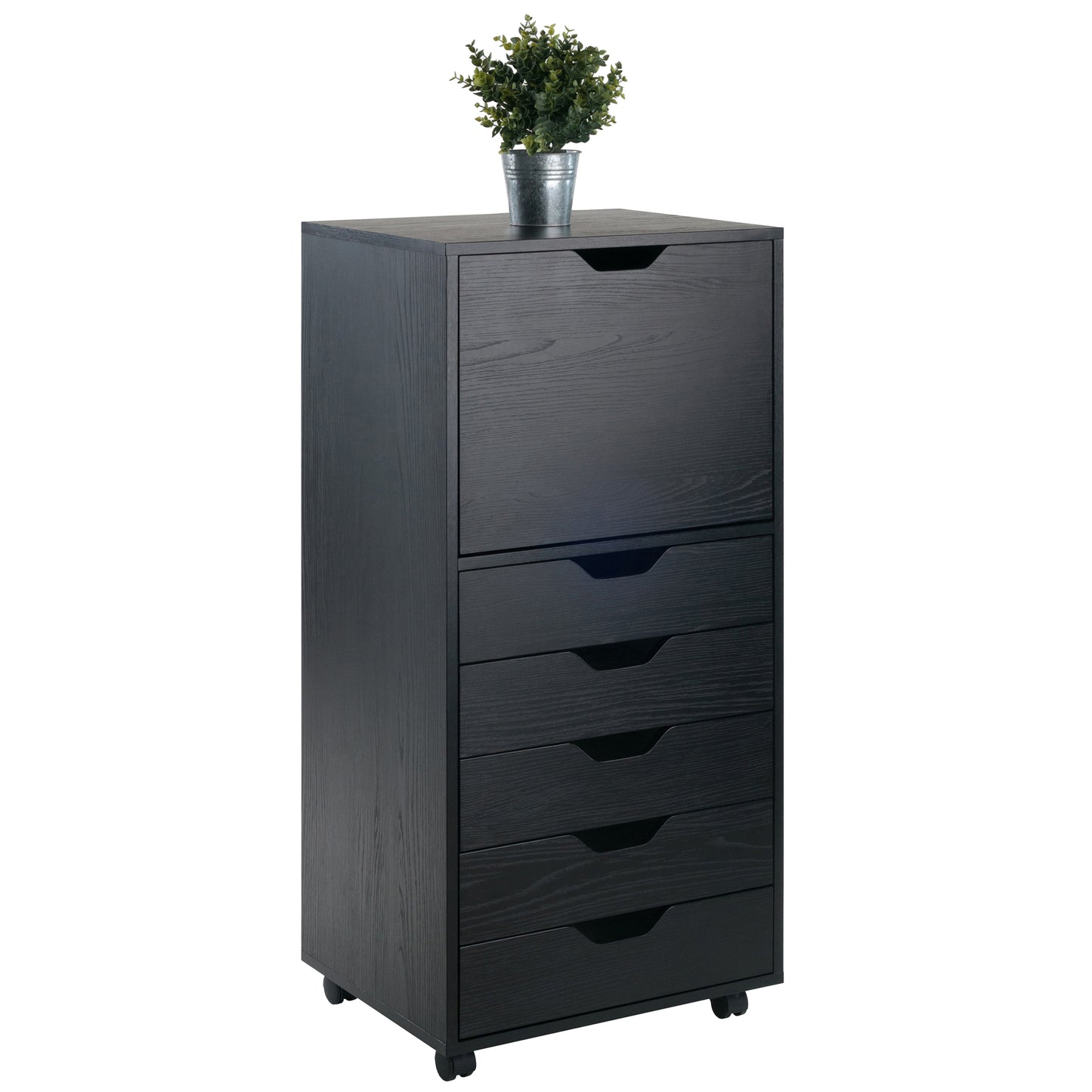 Halifax Tall Mobile Storage Cabinet, 5-Drawer, Black