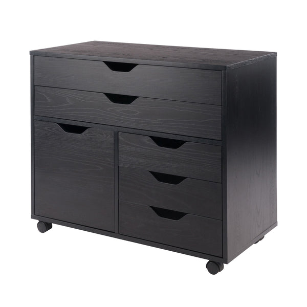 Halifax Wide Mobile Storage Cabinet, 3-Small and 2-Wide Drawers, Black