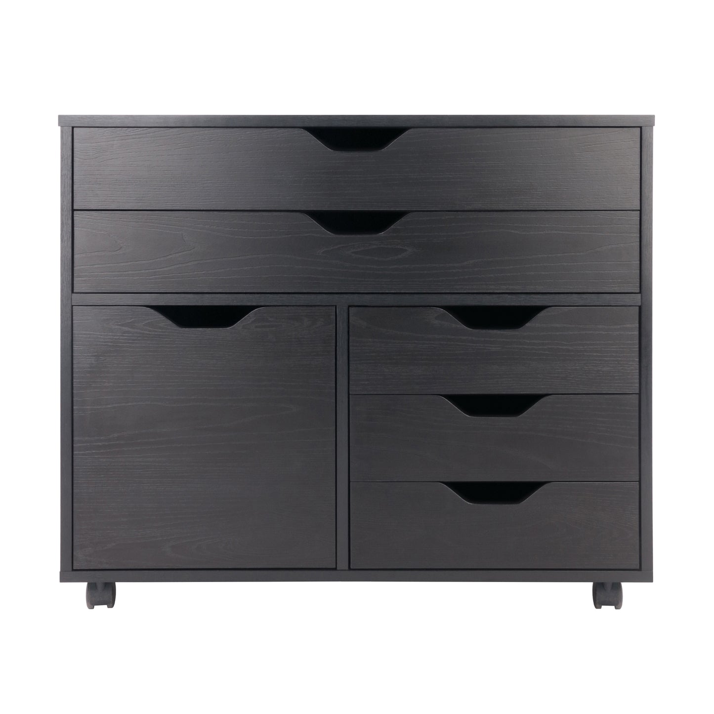 Halifax Wide Mobile Storage Cabinet, 3-Small and 2-Wide Drawers, Black