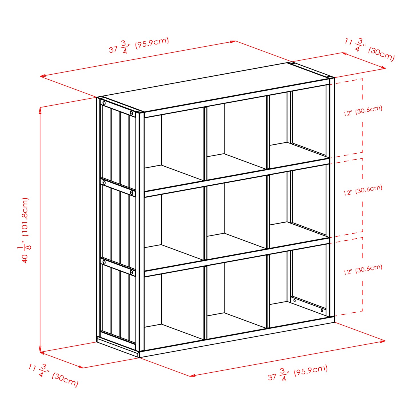 Timothy 7-Pc 3x3 Storage Shelf with 6 Foldable Fabric Baskets, Black and Chocolate