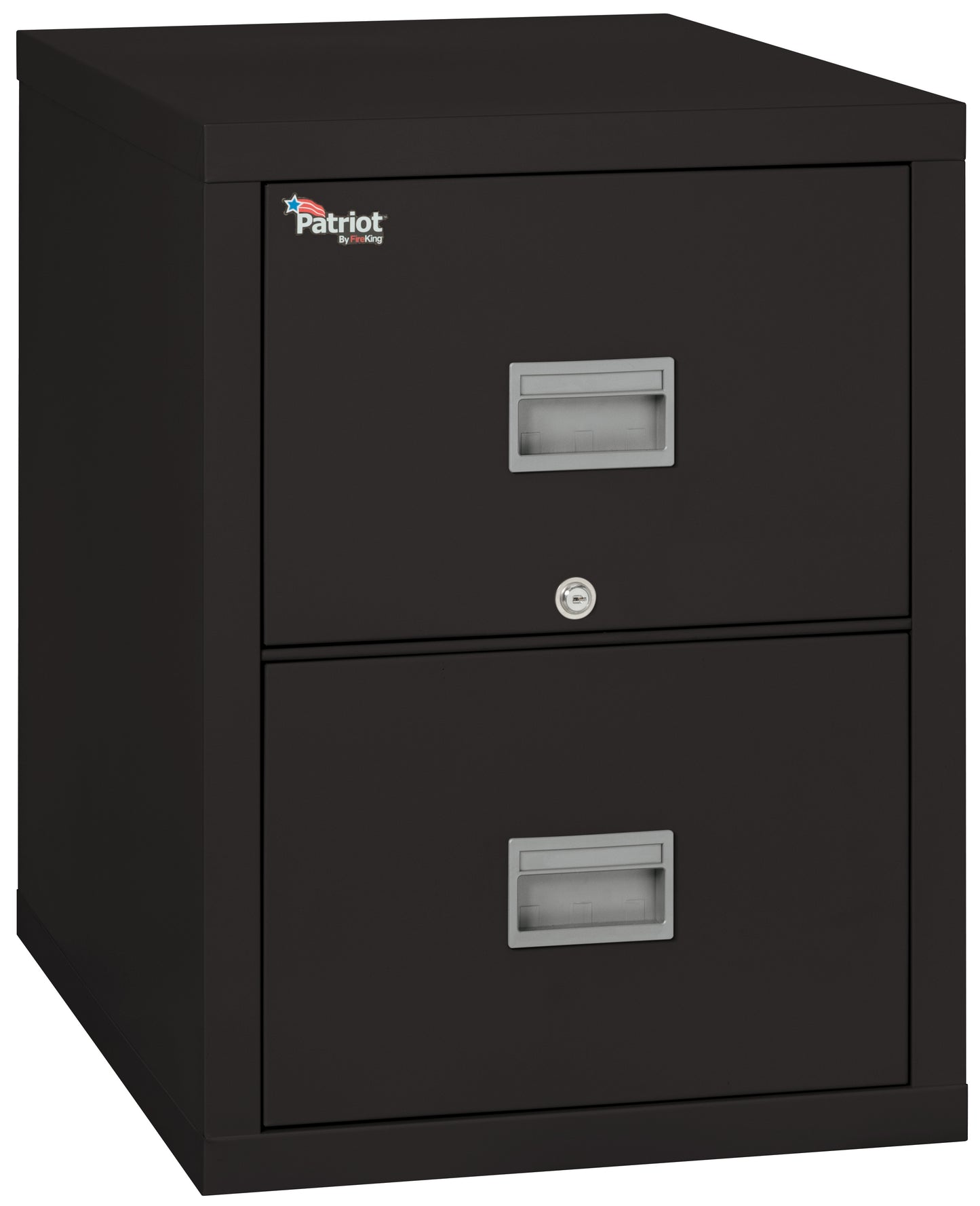 FireKing 1 Hour Fire Resistant File Cabinet - 2 Drawer Patriot 25" Depth Letter/Legal File - Black