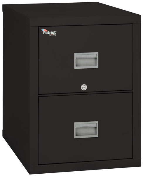FireKing 1 Hour Fire Resistant File Cabinet - 2 Drawer Patriot 25 Depth Letter/Legal File - Black