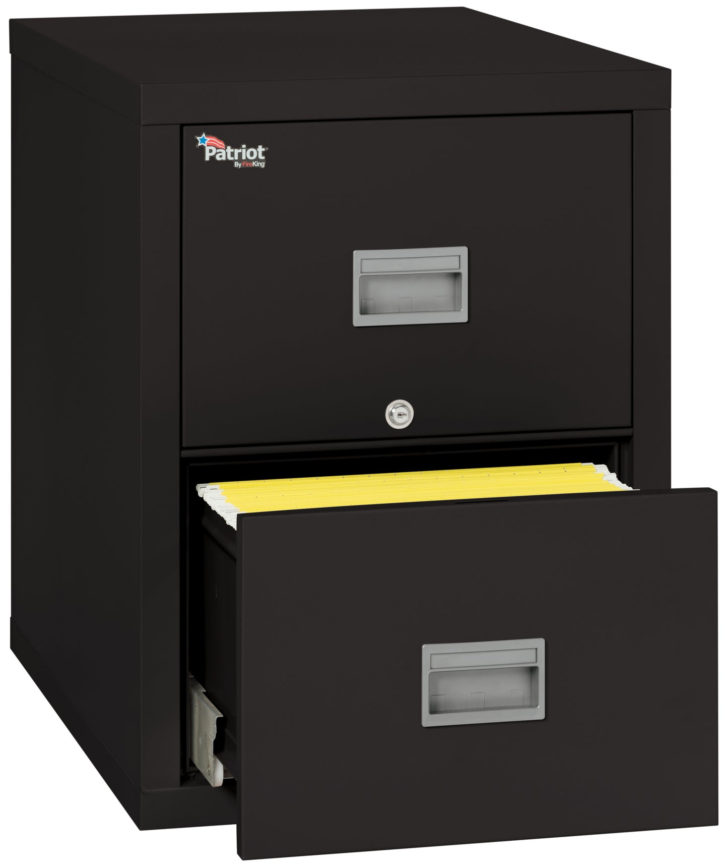 FireKing 1 Hour Fire Resistant File Cabinet - 2 Drawer Patriot 25" Depth Letter/Legal File - Black