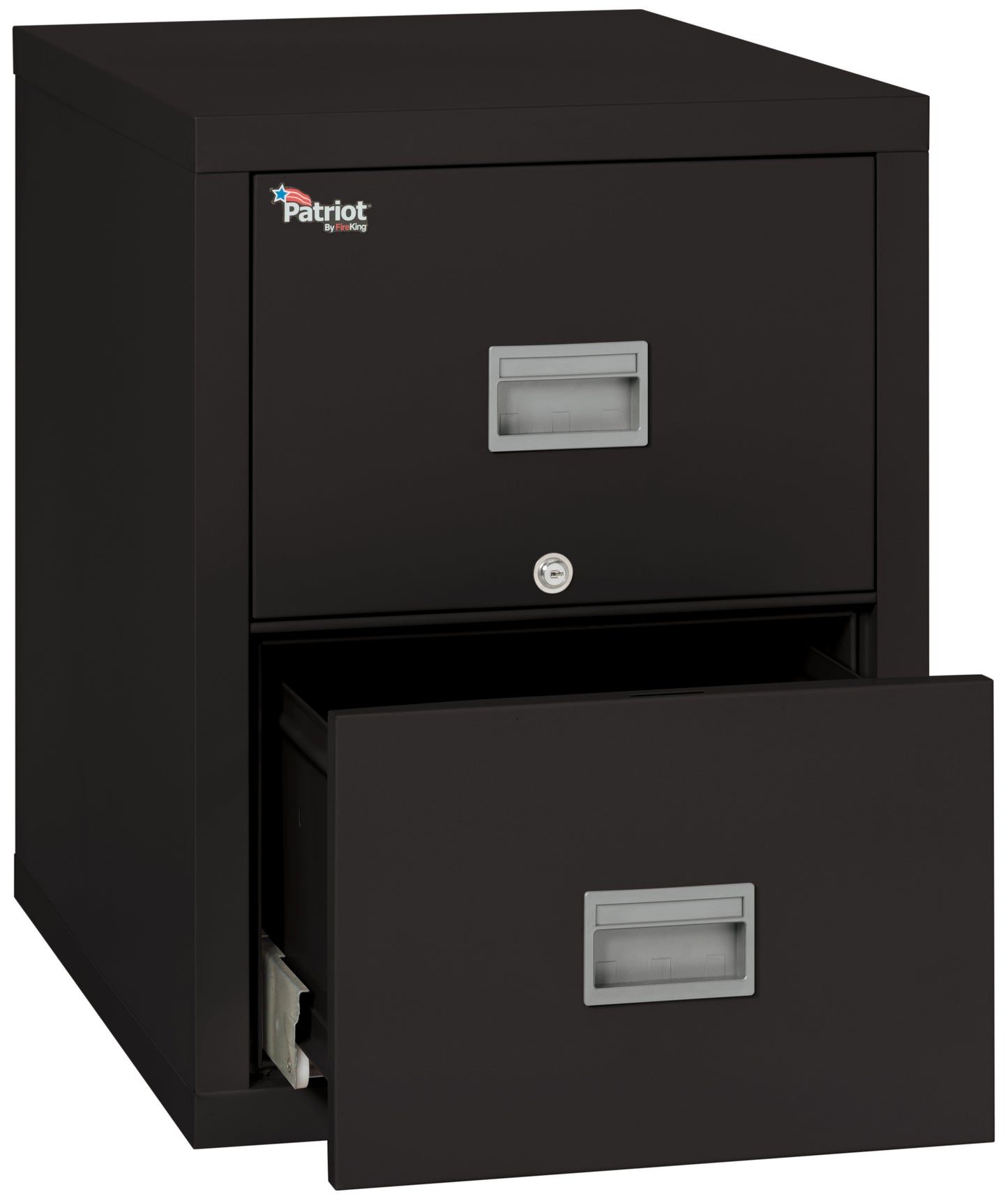 FireKing 1 Hour Fire Resistant File Cabinet - 2 Drawer Patriot 25" Depth Letter/Legal File - Black