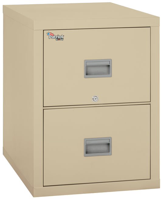 FireKing 1 Hour Fire Resistant File Cabinet - 2 Drawer Patriot 25" Depth Letter/Legal File - Parchment