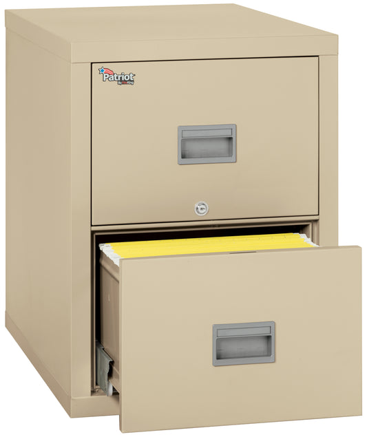 FireKing 1 Hour Fire Resistant File Cabinet - 2 Drawer Patriot 25" Depth Letter/Legal File - Parchment