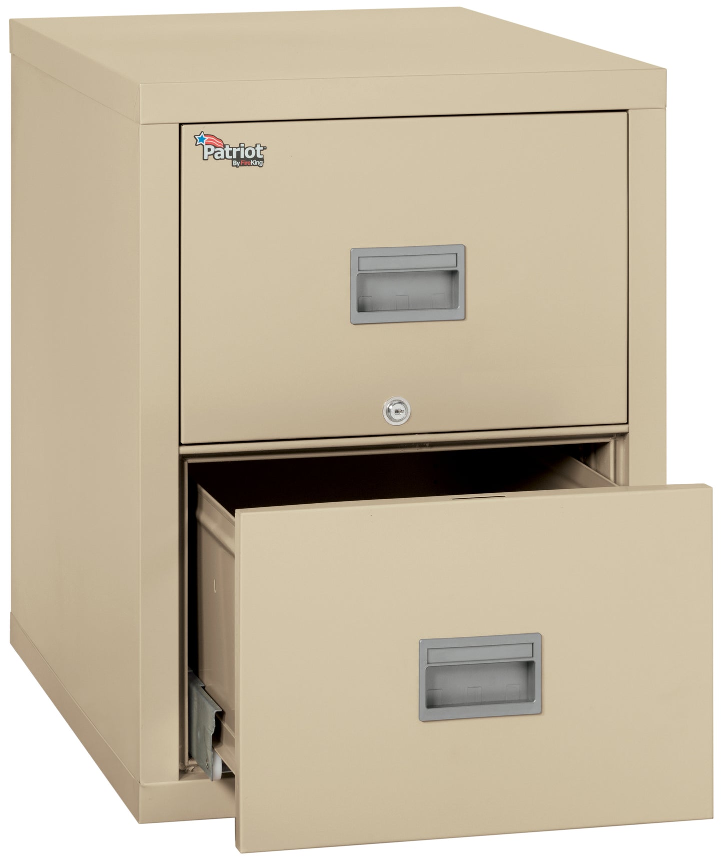 FireKing 1 Hour Fire Resistant File Cabinet - 2 Drawer Patriot 25" Depth Letter/Legal File - Parchment