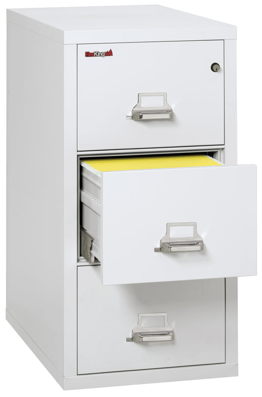 FireKing 1 Hour Fire Resistant File Cabinet - 3 Drawer Letter 31" Depth - Arctic White