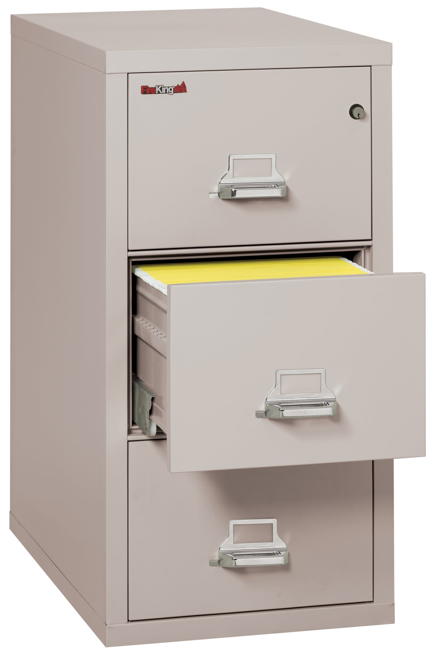 FireKing 1 Hour Fire Resistant File Cabinet - 3 Drawer Letter 31" Depth - Platinum