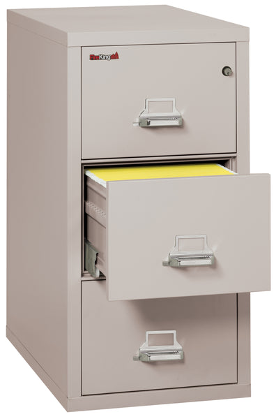 FireKing 1 Hour Fire Resistant File Cabinet - 3 Drawer Letter 31 Depth - Platinum