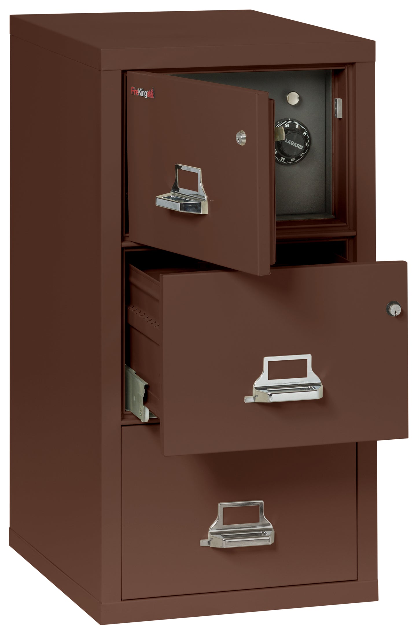 FireKing 1 Hour Fire Resistant File Cabinet - 3 Drawer Legal 31" Depth - Brown