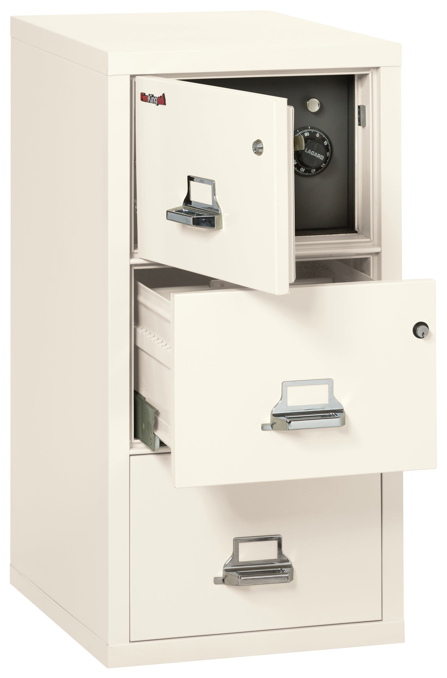 FireKing 3 Drawer Legal Safe-in-a-File Cabinet - Ivory White