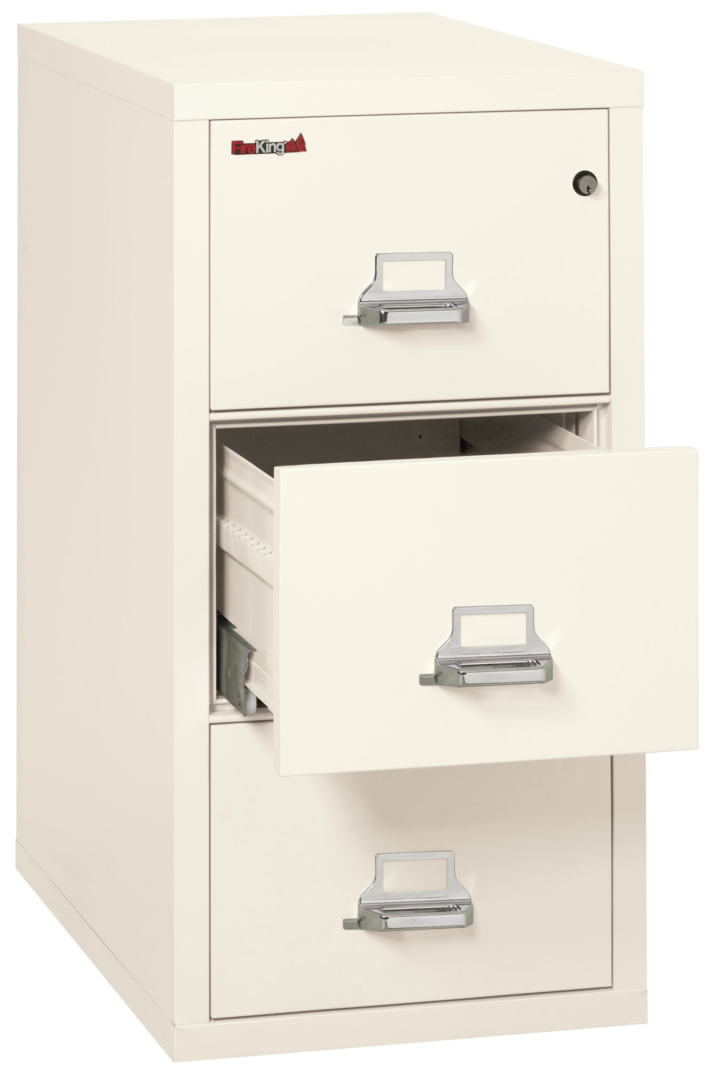 FireKing 1 Hour Fire Resistant File Cabinet - 3 Drawer Legal 31" Depth - Ivory White