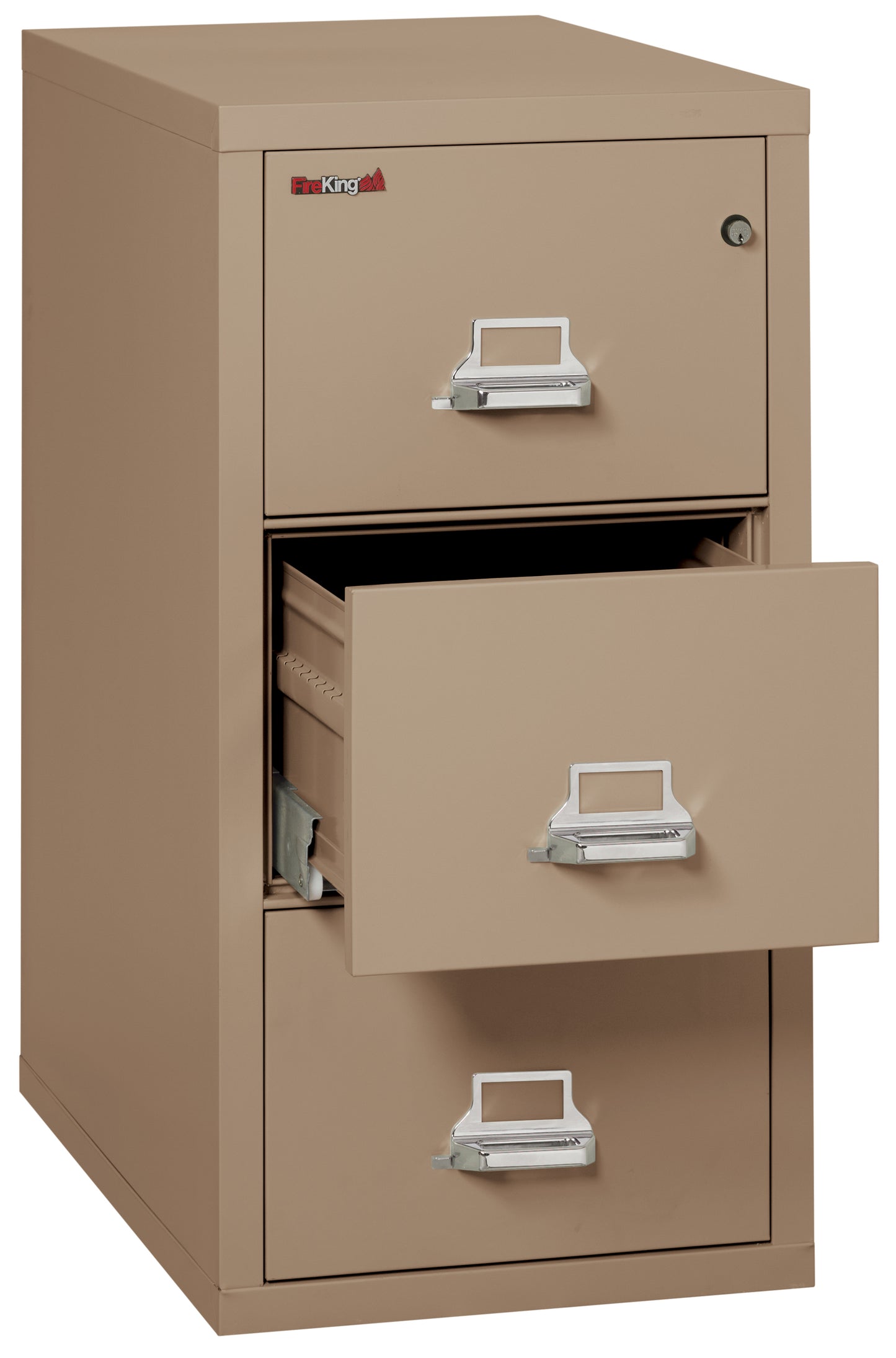 FireKing 1 Hour Fire Resistant File Cabinet - 3 Drawer Legal 31" Depth - Taupe