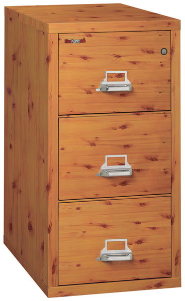 FireKing 1 Hour Fire Resistant File Cabinet - 3 Drawer Legal 31 Depth - Knotty Pine