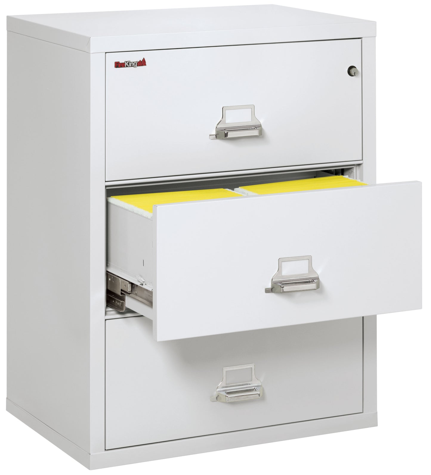 FireKing Fire Resistant File Cabinet - 3 Drawer Lateral 31" Wide - Arctic White