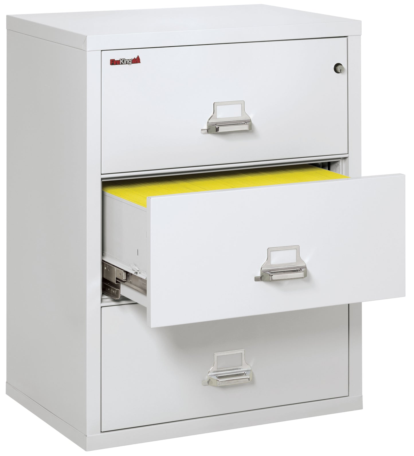 FireKing Fire Resistant File Cabinet - 3 Drawer Lateral 31" Wide - Arctic White