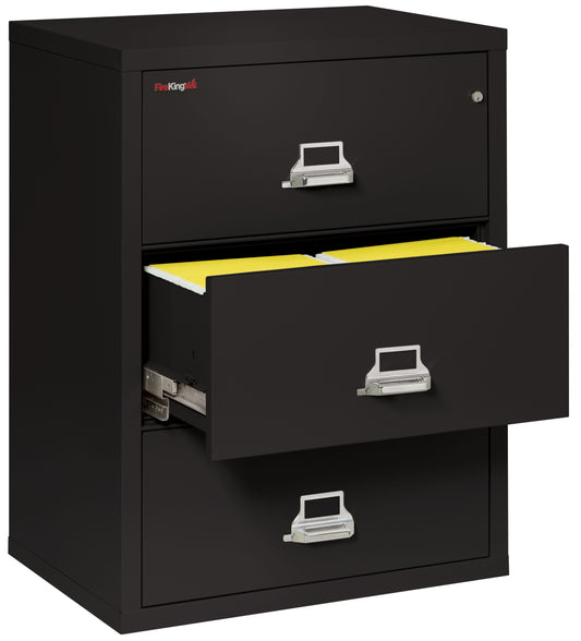 FireKing Fire Resistant File Cabinet - 3 Drawer Lateral 31" Wide - Black