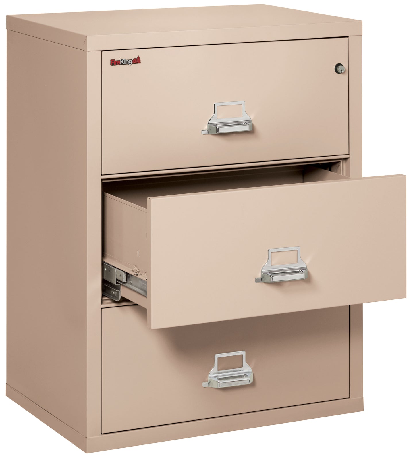 FireKing Fire Resistant File Cabinet - 3 Drawer Lateral 31" Wide - Champagne