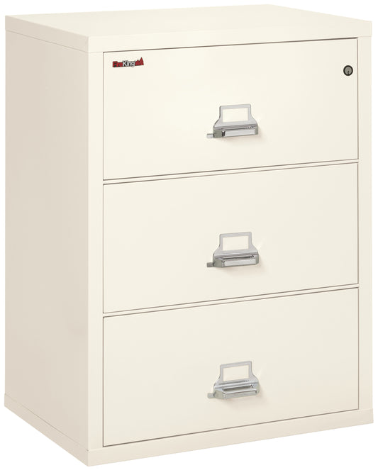 FireKing Fire Resistant File Cabinet - 3 Drawer Lateral 31" Wide - Ivory White