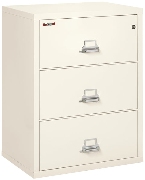 FireKing Fire Resistant File Cabinet - 3 Drawer Lateral 31 Wide - Ivory White