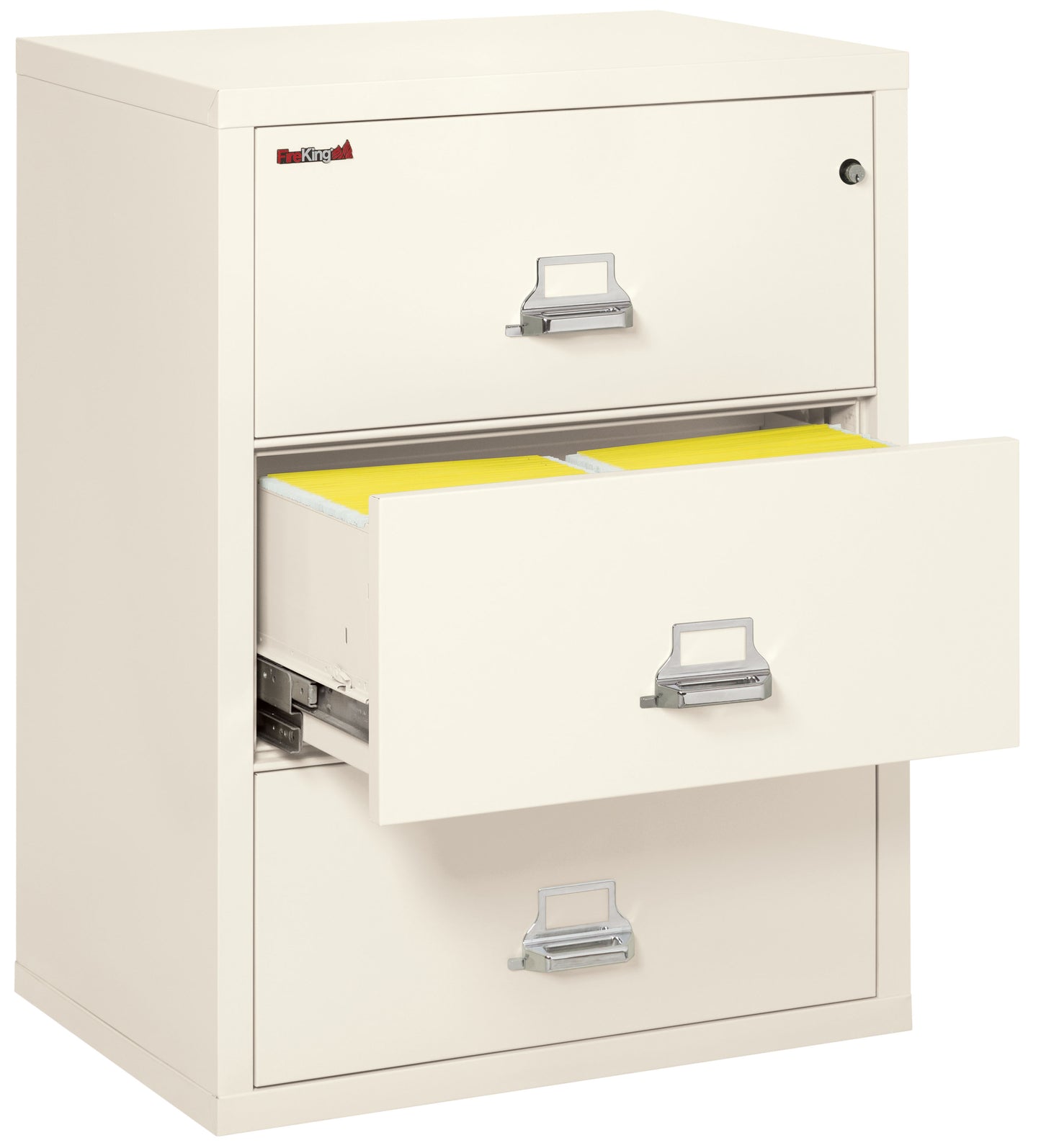 FireKing Fire Resistant File Cabinet - 3 Drawer Lateral 31" Wide - Ivory White