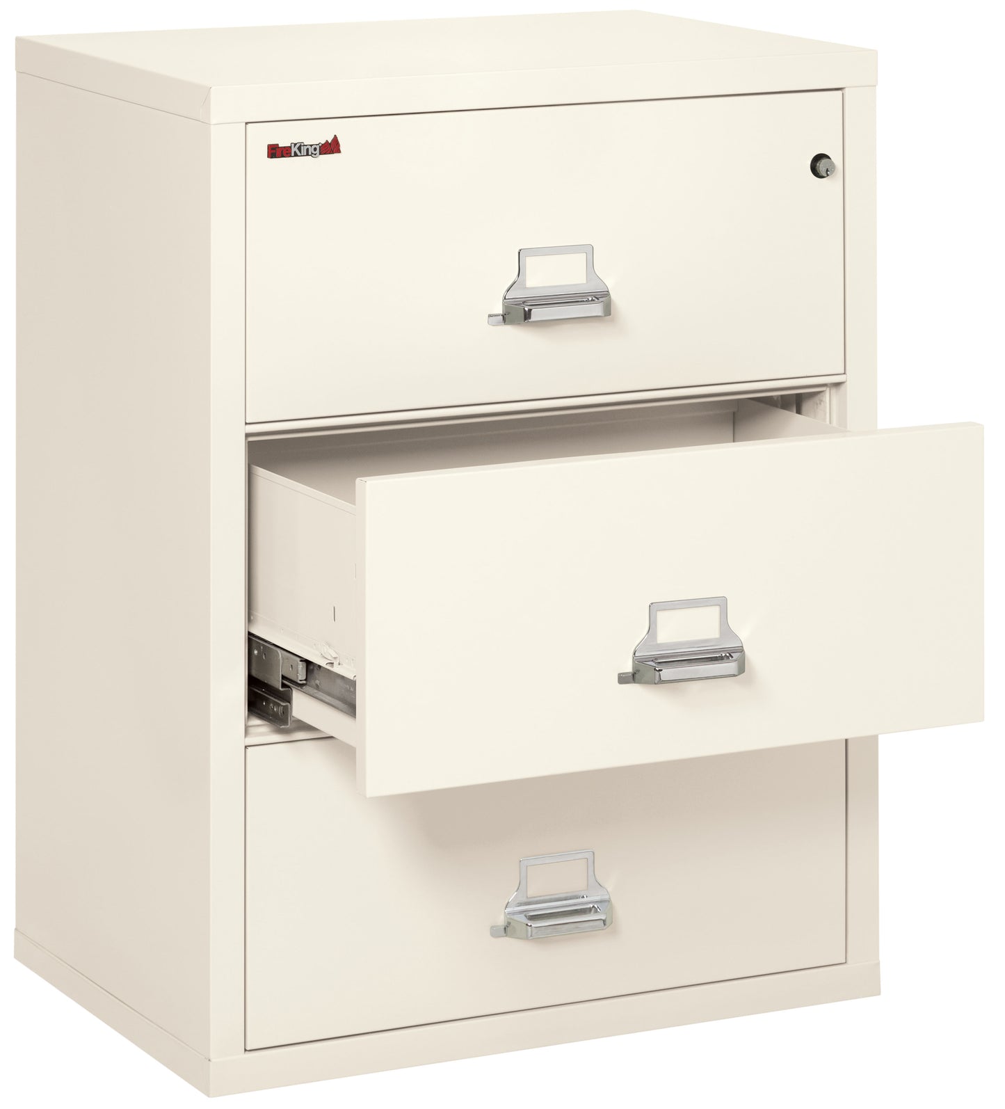 FireKing Fire Resistant File Cabinet - 3 Drawer Lateral 31" Wide - Ivory White