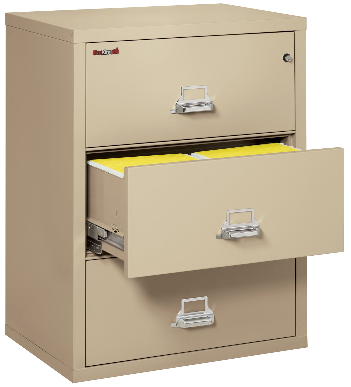 FireKing Fire Resistant File Cabinet - 3 Drawer Lateral 31" Wide - Parchment