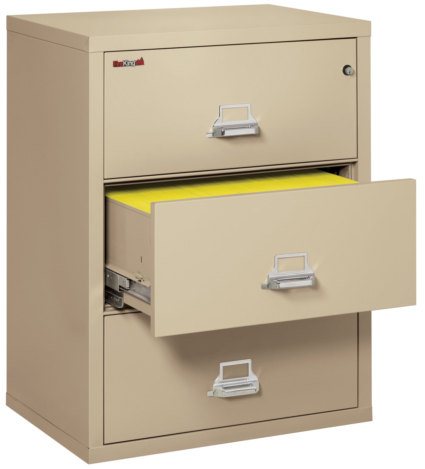 FireKing Fire Resistant File Cabinet - 3 Drawer Lateral 31" Wide - Parchment