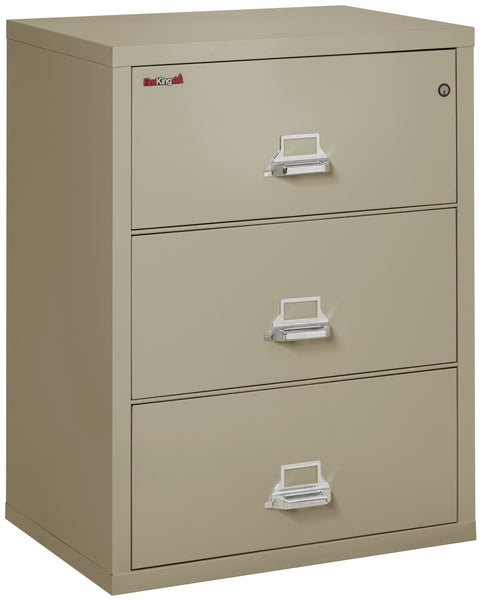 FireKing Fire Resistant File Cabinet - 3 Drawer Lateral 31 Wide - Pewter