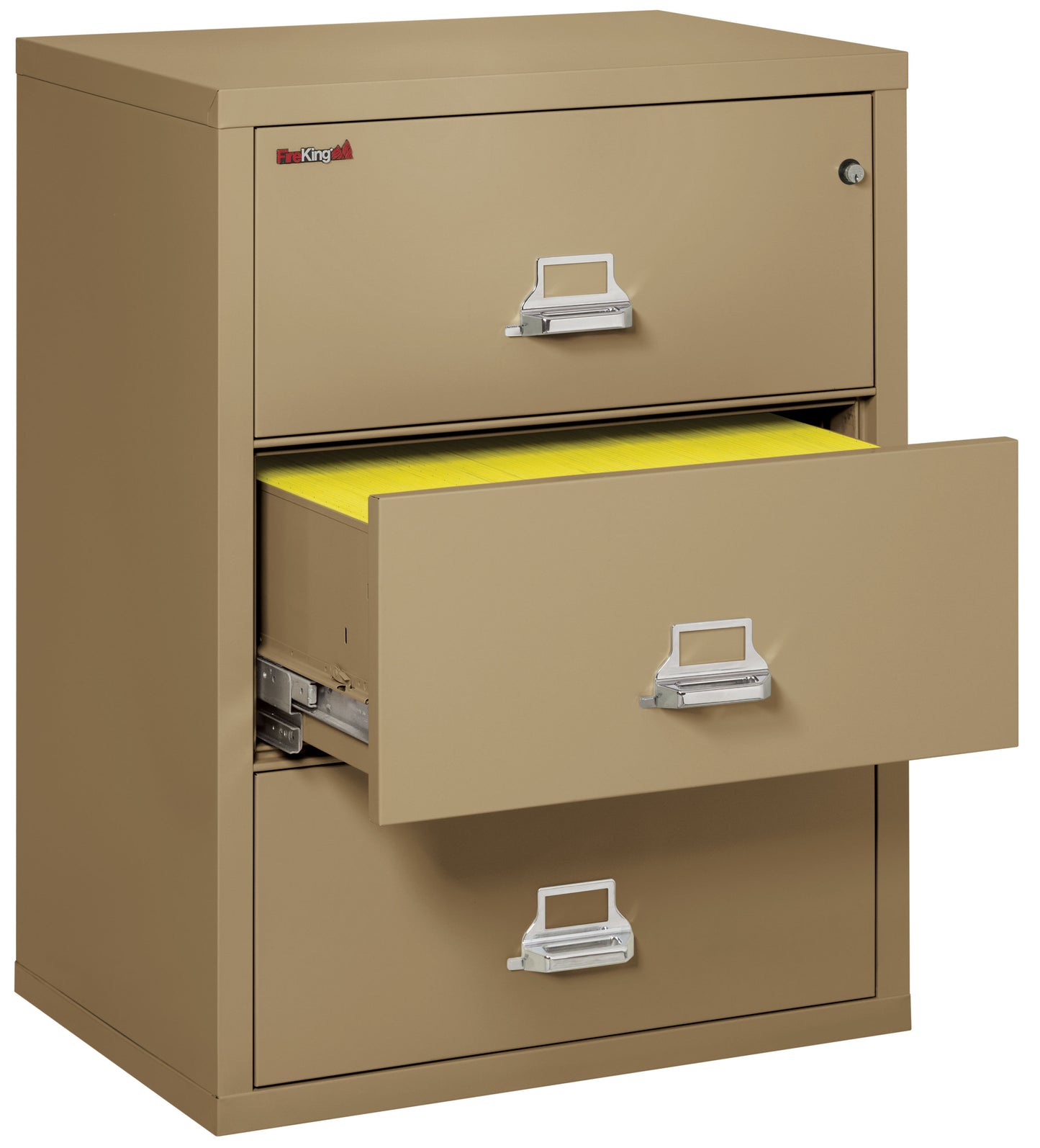 FireKing Fire Resistant File Cabinet - 3 Drawer Lateral 31" Wide - Sand