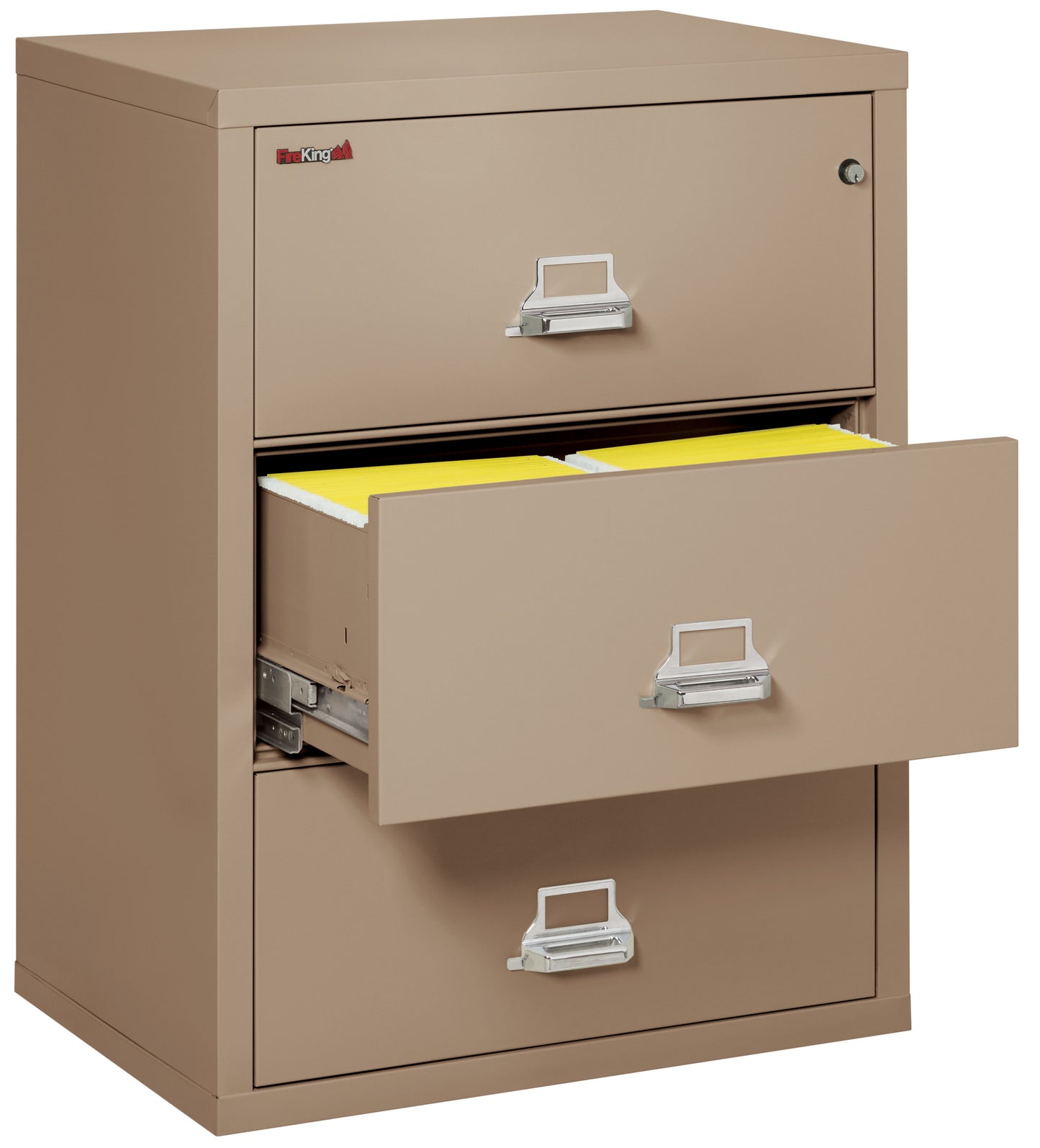 FireKing Fire Resistant File Cabinet - 3 Drawer Lateral 31" Wide - Taupe