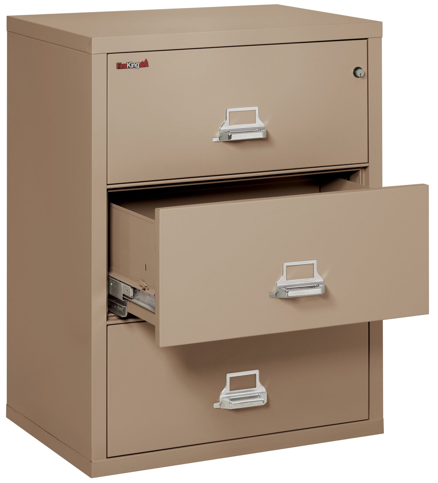 FireKing Fire Resistant File Cabinet - 3 Drawer Lateral 31" Wide - Taupe