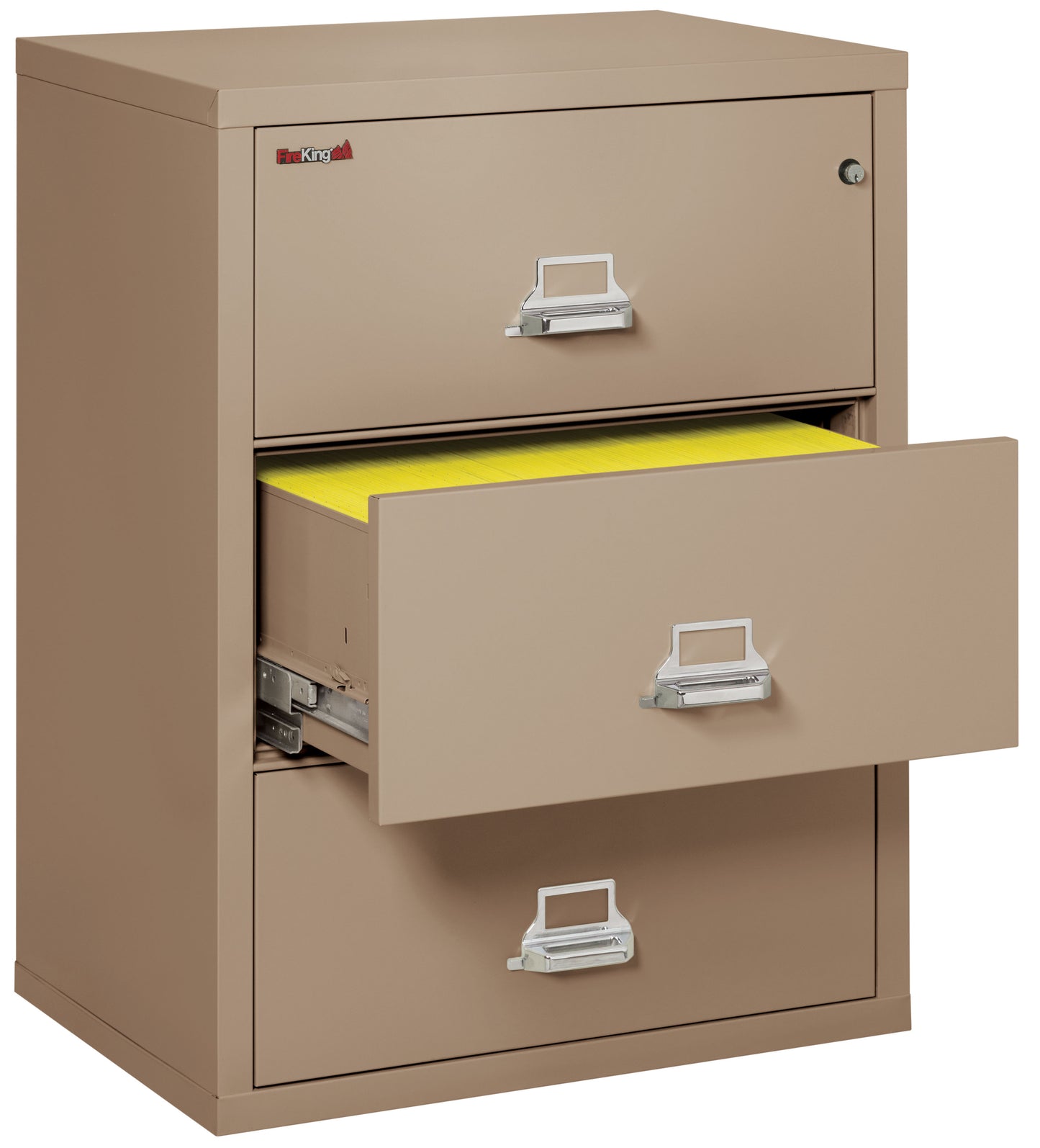 FireKing Fire Resistant File Cabinet - 3 Drawer Lateral 31" Wide - Taupe