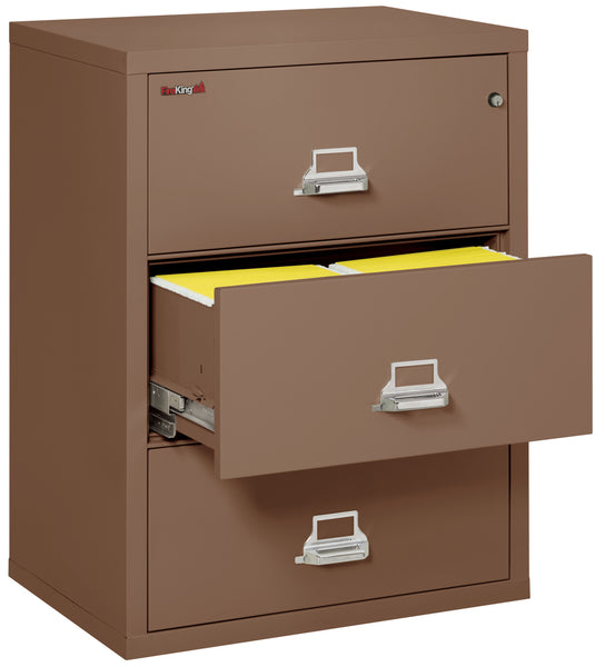 FireKing Fire Resistant File Cabinet - 3 Drawer Lateral 31 Wide - Brown