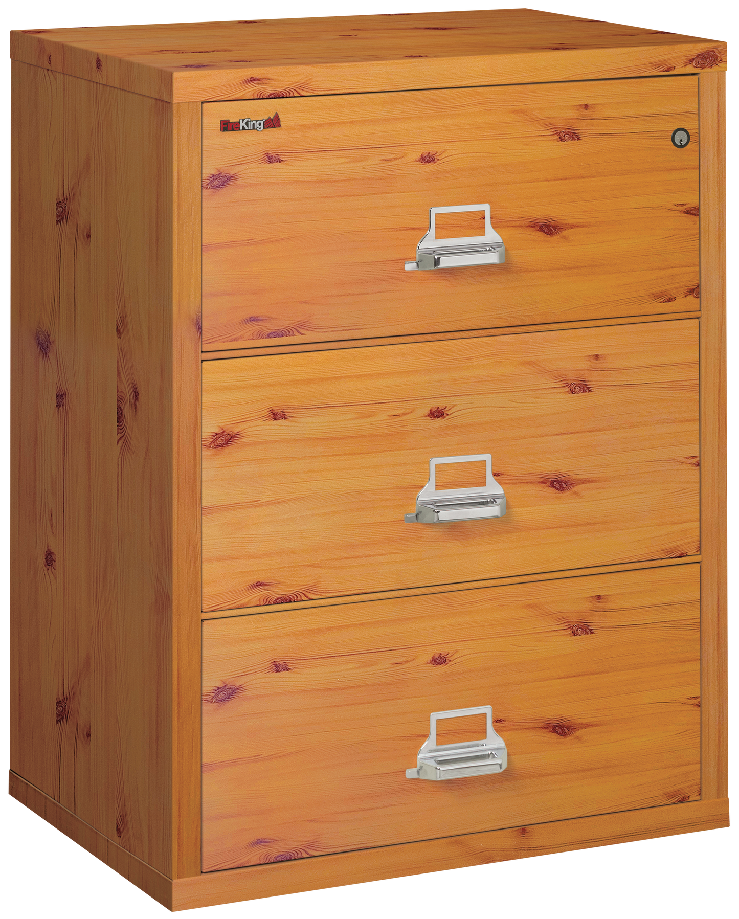 FireKing Fire Resistant File Cabinet - 3 Drawer Lateral 31" Wide - Knotty Pine