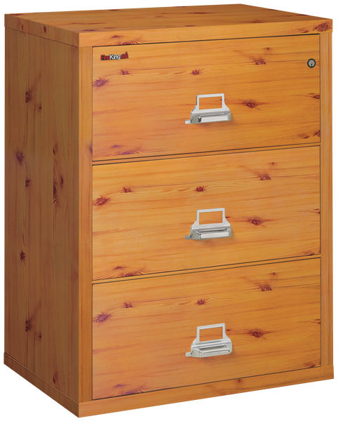 FireKing Fire Resistant File Cabinet - 3 Drawer Lateral 31 Wide - Knotty Pine