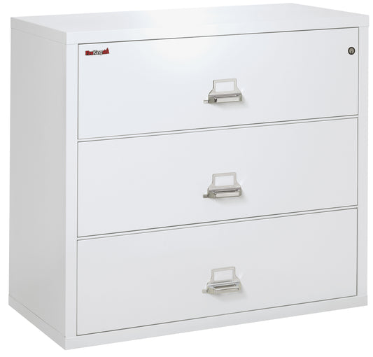 FireKing Fire Resistant File Cabinet - 3 Drawer Lateral 44" Wide - Arctic White