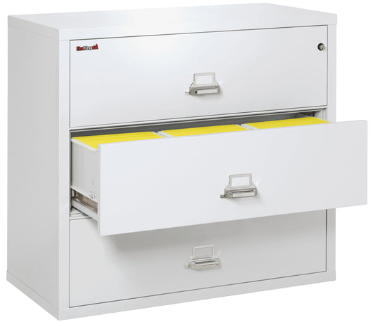 FireKing Fire Resistant File Cabinet - 3 Drawer Lateral 44" Wide - Arctic White