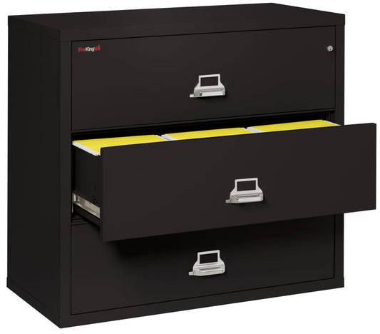 FireKing Fire Resistant File Cabinet - 3 Drawer Lateral 44" Wide - Black