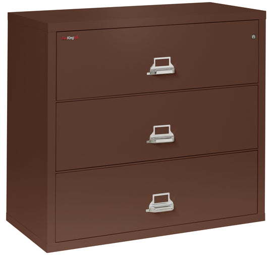 FireKing Fire Resistant File Cabinet - 3 Drawer Lateral 44" Wide - Brown