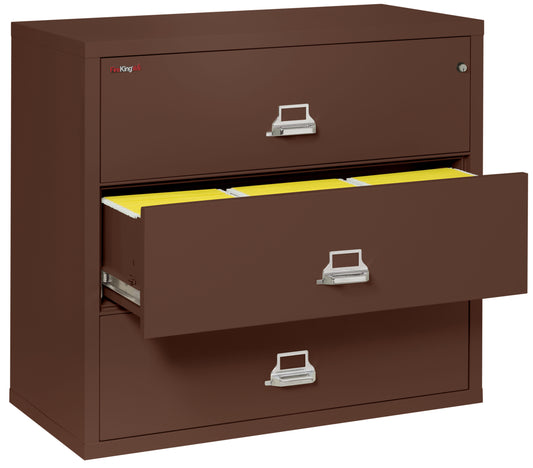 FireKing Fire Resistant File Cabinet - 3 Drawer Lateral 44" Wide - Brown