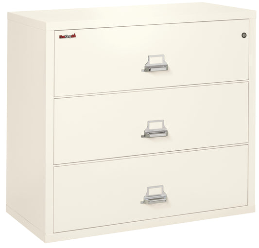 FireKing Fire Resistant File Cabinet - 3 Drawer Lateral 44" Wide - Ivory White