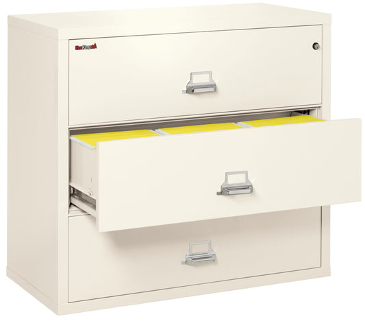 FireKing Fire Resistant File Cabinet - 3 Drawer Lateral 44" Wide - Ivory White