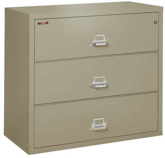 FireKing Fire Resistant File Cabinet - 3 Drawer Lateral 44" Wide - Pewter