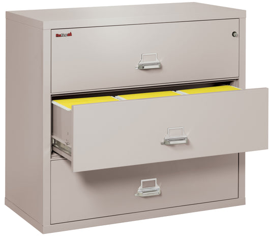 FireKing Fire Resistant File Cabinet - 3 Drawer Lateral 44" Wide - Platinum