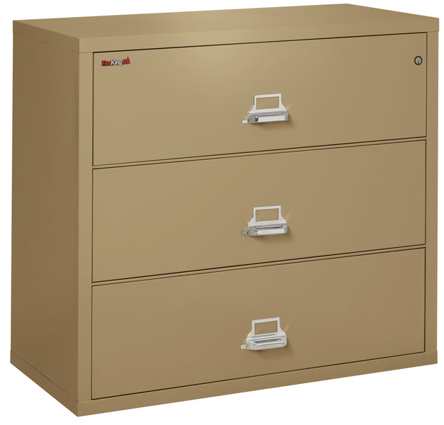 FireKing Fire Resistant File Cabinet - 3 Drawer Lateral 44 Wide - Sand