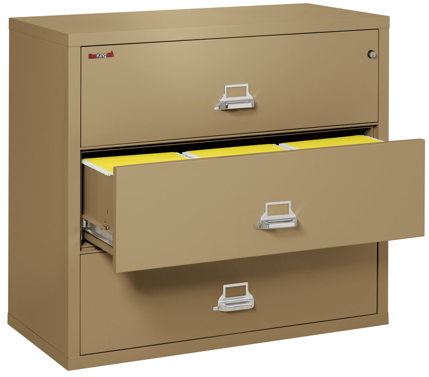 FireKing Fire Resistant File Cabinet - 3 Drawer Lateral 44" Wide - Sand