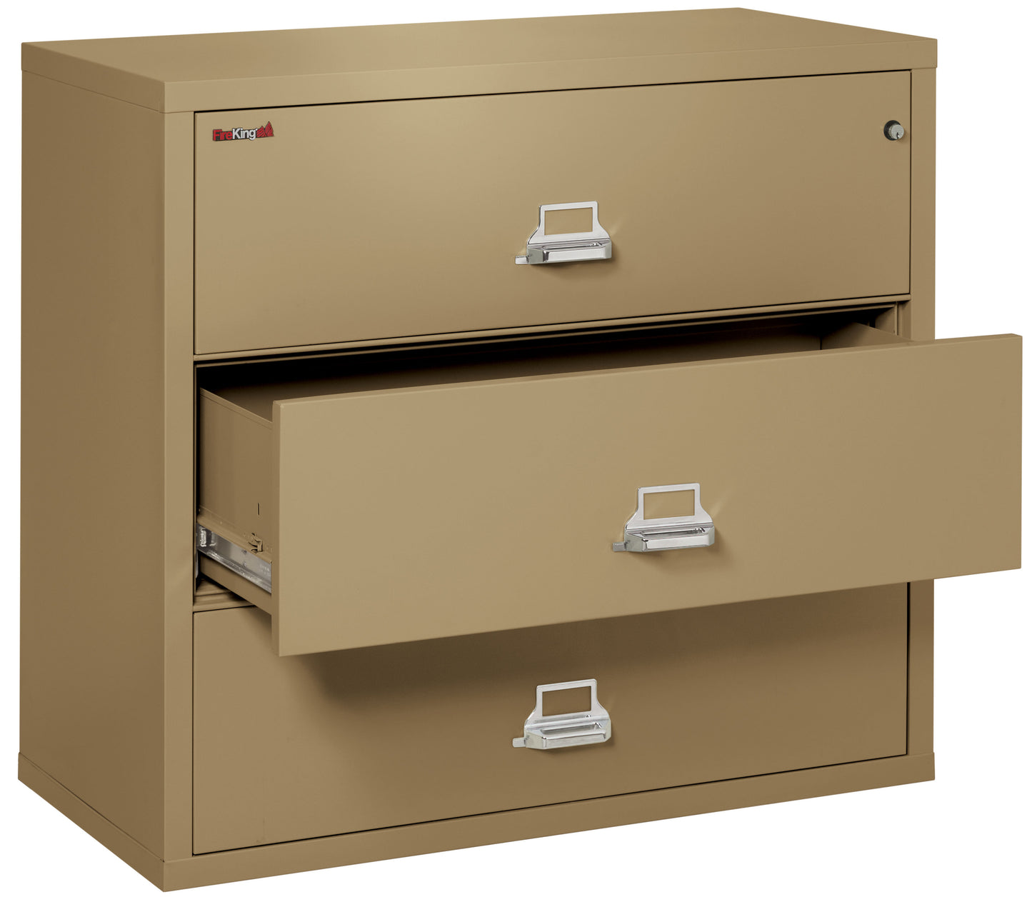 FireKing Fire Resistant File Cabinet - 3 Drawer Lateral 44" Wide - Sand