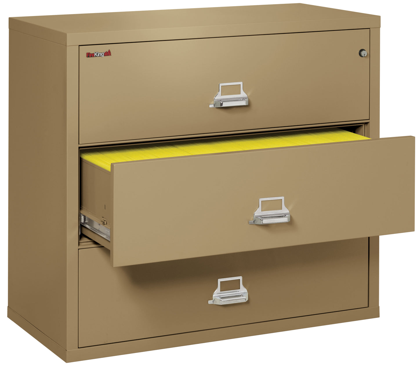 FireKing Fire Resistant File Cabinet - 3 Drawer Lateral 44" Wide - Sand